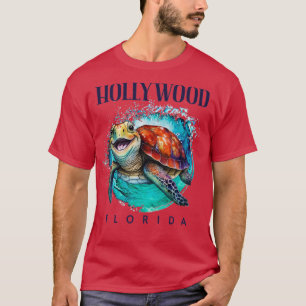 Hollywood Florida Watercolor Happy Sea Turtle T-Shirt