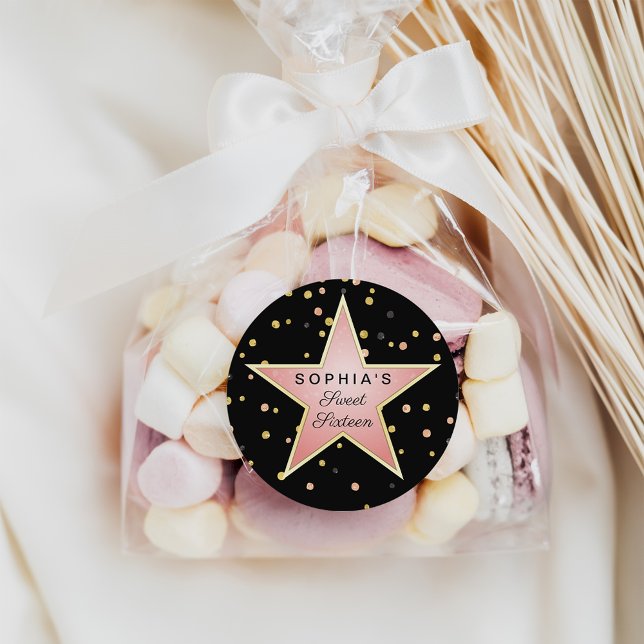 Hollywood Glam Personalised Classic Round Sticker (Creator Uploaded)