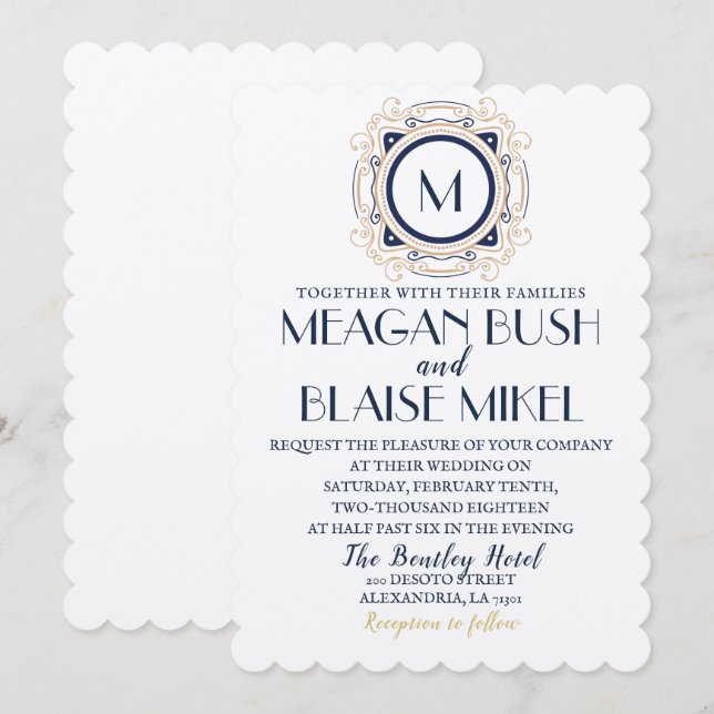 Hollywood Glam Wedding Invitation (Front/Back)