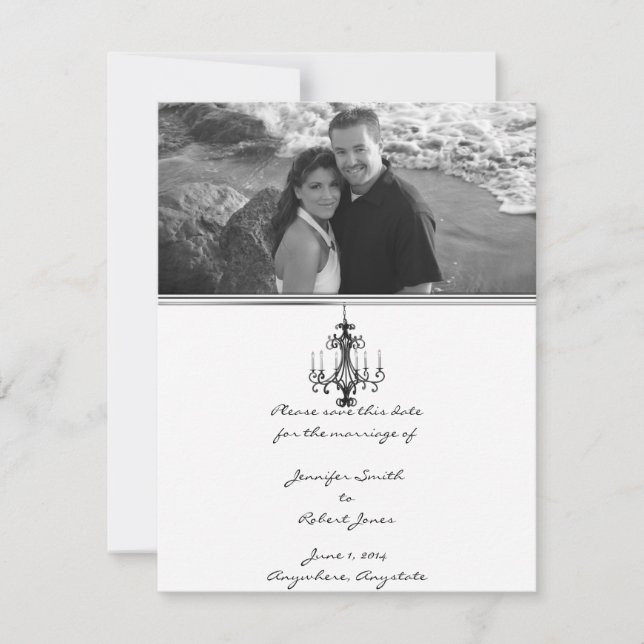 Hollywood Glamour Chandelier Save the Date (Front)