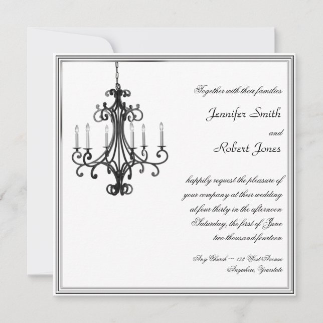 Hollywood Glamour Chandelier Wedding Invitation (Front)