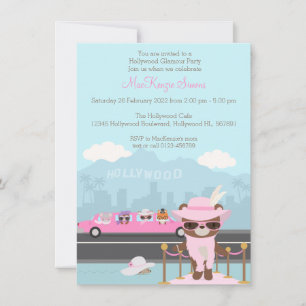 Hollywood Glamour Star Woodland animals  Invitation
