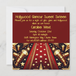 Hollywood Glamour Sweet Sixteen  Invitation