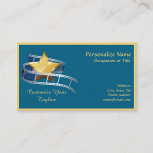Hollywood Gold Star Movie Filmstrip Personalised Business Card
