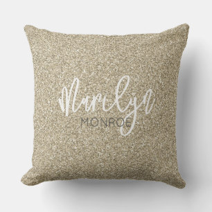 Hollywood Golden Glitter NAME Elegant Chic Cushion
