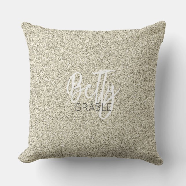 Hollywood Golden Glitter Star NAME Elegant Chic Cushion (Front)