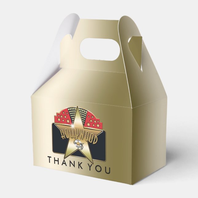 HOLLYWOOD Golden Retro Birthday Party Favour Boxes (Front Side)
