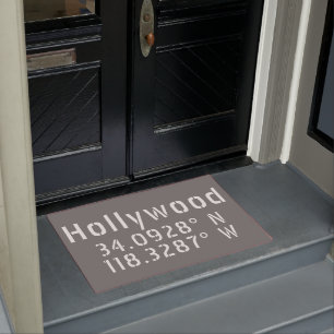 Hollywood Latitude Longitude  Doormat