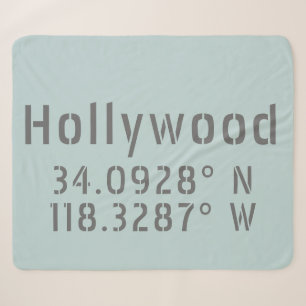 Hollywood Latitude Longitude Sherpa Blanket
