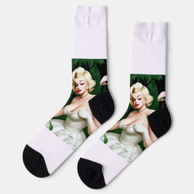 hollywood legend Marilyn Monroe icon mushroom Socks (Left)