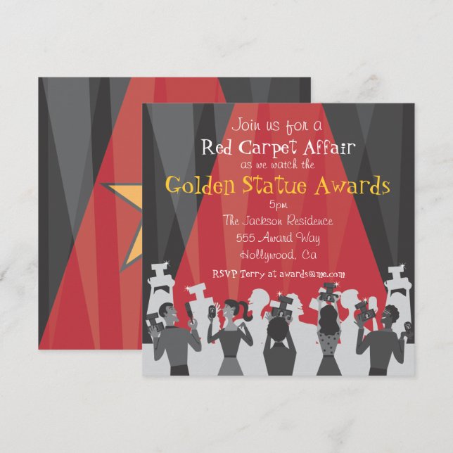 Hollywood Movie Award Party Invitation (Front/Back)