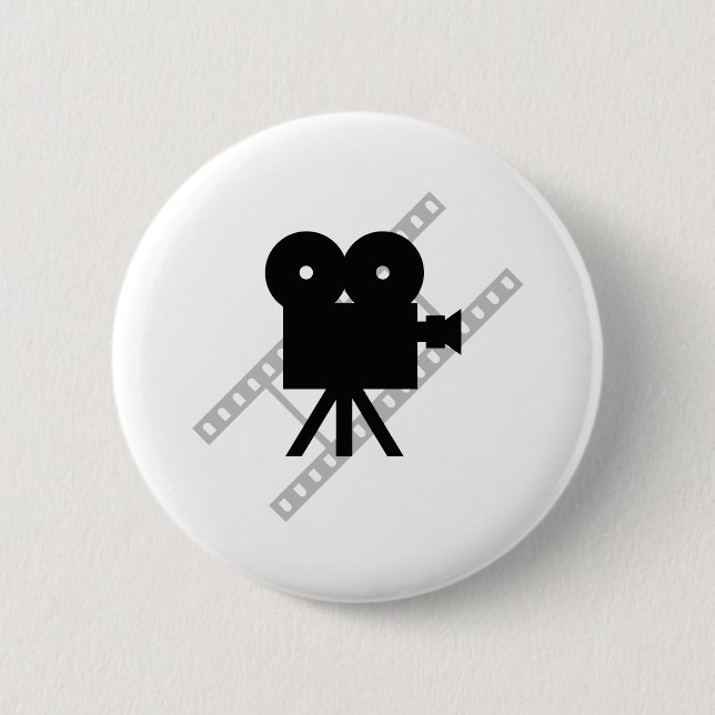 hollywood movie cine camera film 6 cm round badge (Front)