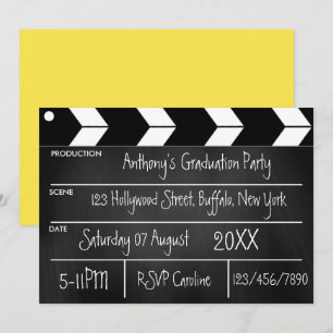 Hollywood Movie Graduation Party Chalkboard  Invit Invitation