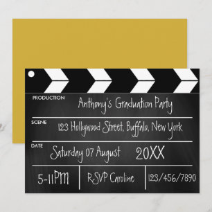 Hollywood Movie Graduation Party Chalkboard  Invit Invitation