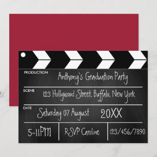 Hollywood Movie Graduation Party Chalkboard  Invit Invitation