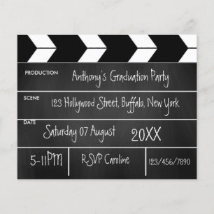 Hollywood Movie Graduation Party Chalkboard Invite Flyer