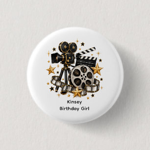 Hollywood Movie Night Birthday Girl 3 Cm Round Badge