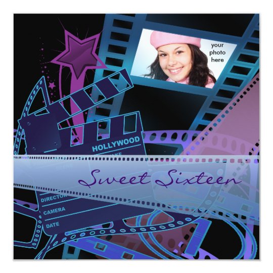 Hollywood Movie Star Sweet 16 Birthday Party Card
