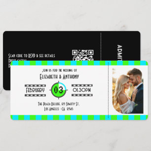 Hollywood Movie Theme Cinematic Ticket Wedding Invitation