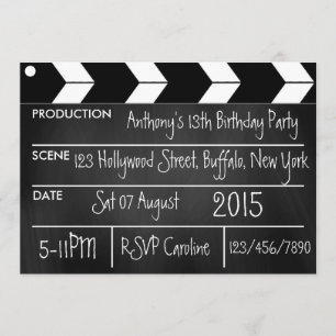 Hollywood Movie Theme Party Chalkboard Invitation