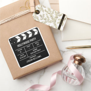 Hollywood Party Stickers, Custom Birthday Square Sticker