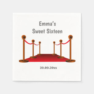Hollywood Red Carpet 16th Any Age Birthday Paper  Napkin