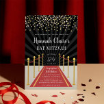 Hollywood Red Carpet Bat Mitzvah Invitation<br><div class="desc">Chic Hollywood theme bat mitzvah invitations are perfect for your moment in the spotlight! Invitations feature a red carpet and velvet rope design with your name and bat mitzvah ceremony and party details in white lettering,  topped with blush and gold confetti.</div>