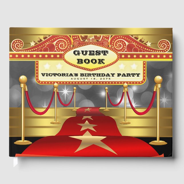 Hollywood Red Carpet Birthday Party Guest Book (Front)