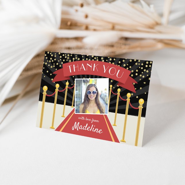Hollywood Red Carpet Personalised Photo Thank You Card (Creator Uploaded)