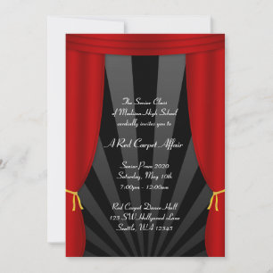 Hollywood Red Curtain Prom Formal Invitations