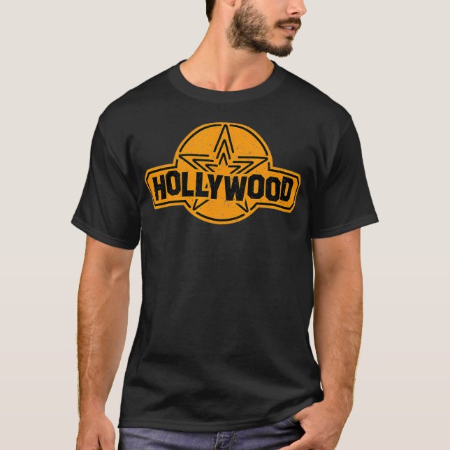Hollywood Sign Yellow Star dragons  T-Shirt (Front)