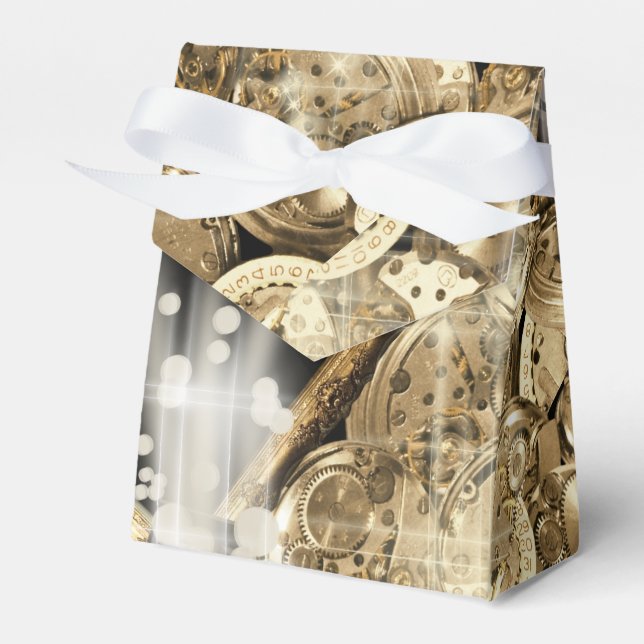 Hollywood stars steampunk gold black favour box (Front Side)