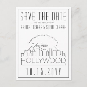 Hollywood   Stylised Skyline Save the Date Postcard