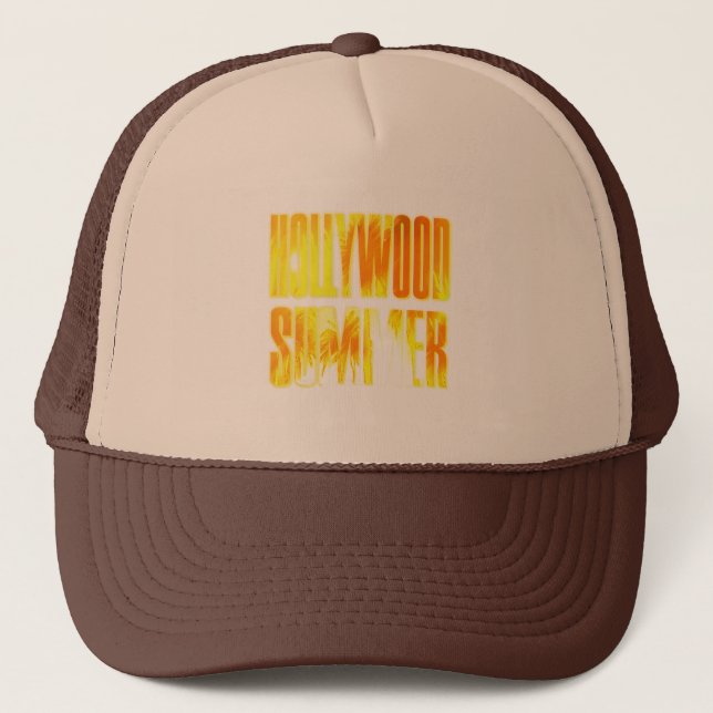 "Hollywood Summer" Yellow Orange Letter Hat (Front)