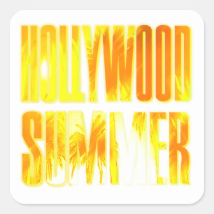 "Hollywood Summer" Yellow Orange Letter Sticker