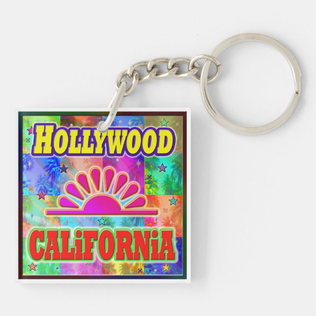 Hollywood Sun & Palms Keychain (Back)