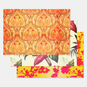 Hollywood Tropic, Bruxelles Apricot, and Pop Art Wrapping Paper Sheet