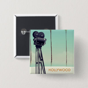 Hollywood Vintage camera Travel poster 15 Cm Square Badge