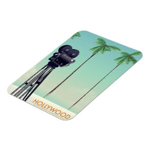 Hollywood Vintage camera Travel poster Magnet