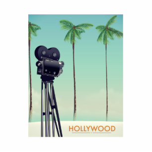 Hollywood Vintage camera Travel poster Standing Photo Sculpture