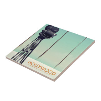 Hollywood Vintage camera Travel poster Tile