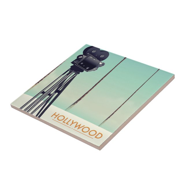 Hollywood Vintage camera Travel poster Tile (Side)