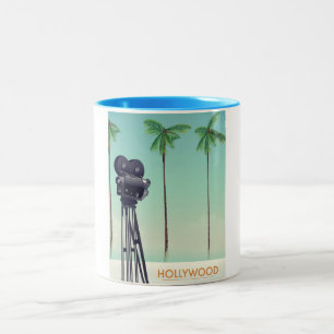 Hollywood Vintage camera Travel poster Two-Tone Coffee Mug