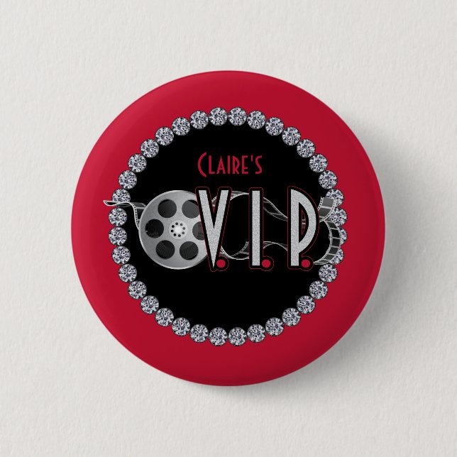 Hollywood VIP Birthday Button (Front)