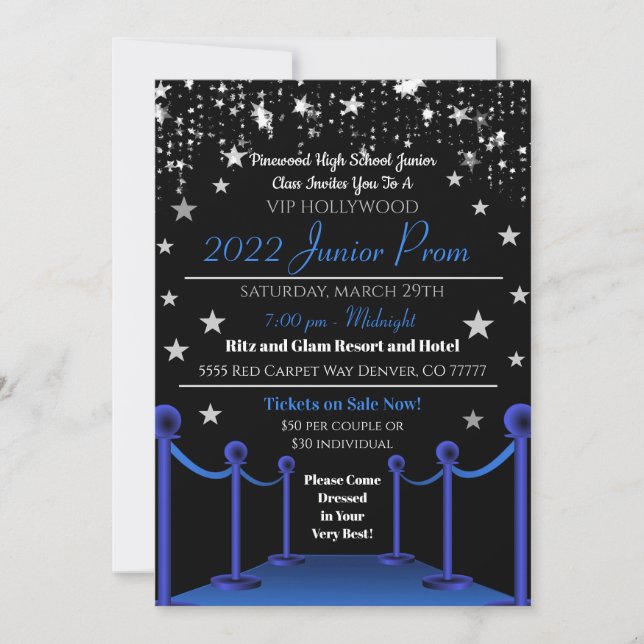 Hollywood VIP Prom Dance Invitation (Front)