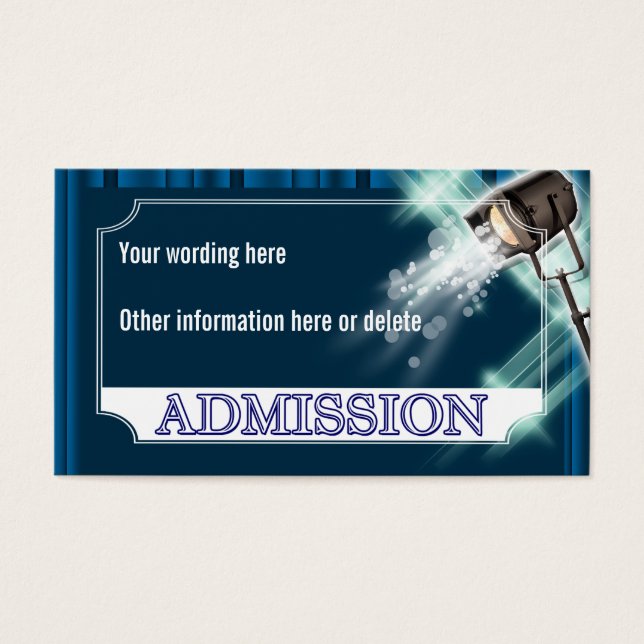 Hollywood wedding admission ticket PERSONALIZE (Front)