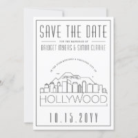 Hollywood Wedding Stylised Skyline Save the Date
