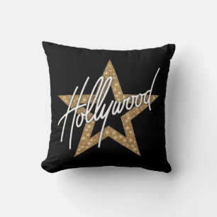 Hollywood White Hand Script With Star Cushion