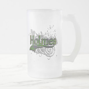 Holmes Tartan Grunge Frosted Glass Beer Mug