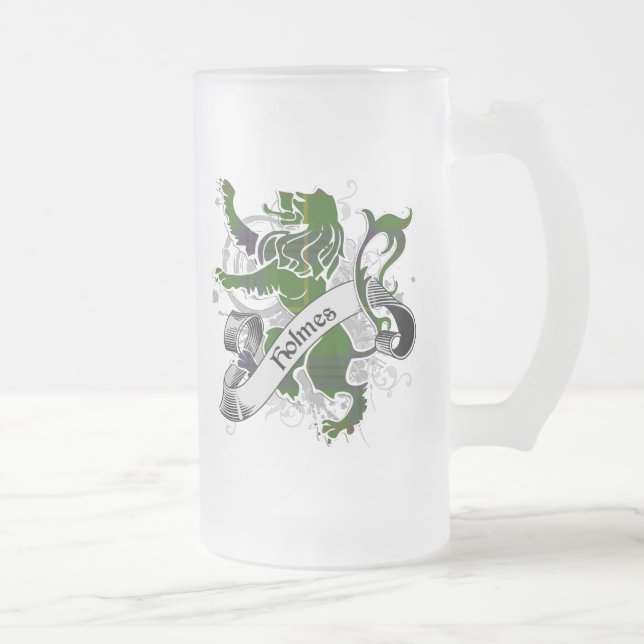 Holmes Tartan Lion Frosted Glass Beer Mug (Right)